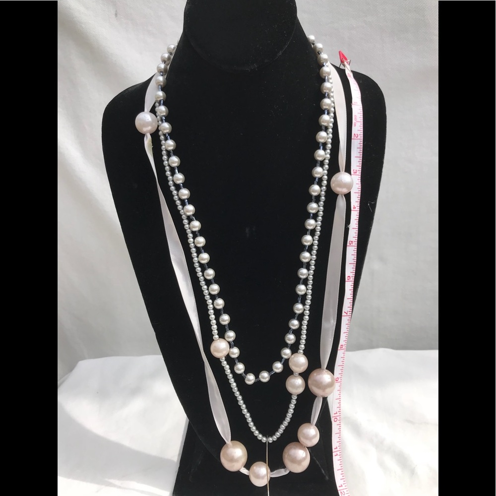 Ribbon and chain multi tier necklace